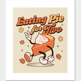 Eating Pie For Two - Thanksgiving Pregnancy Announcement Posters and Art